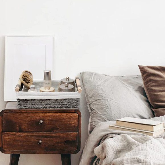 Set OF 2 Paper Rope Wicker Storage Basket with Handles Decorative Storage Bins - Picture 8 of 8